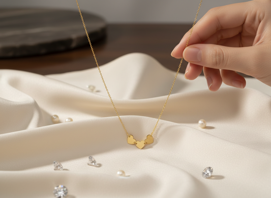 Collana Gold Triplo Cuore Personalizzabile - Design Raffinato