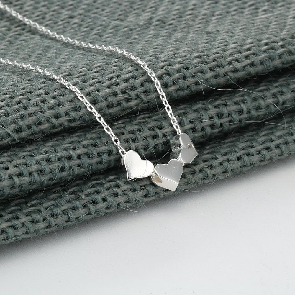 Collana Color Silver con triplo cuore personalizzabile