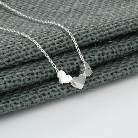 Collana Color Silver con triplo cuore personalizzabile