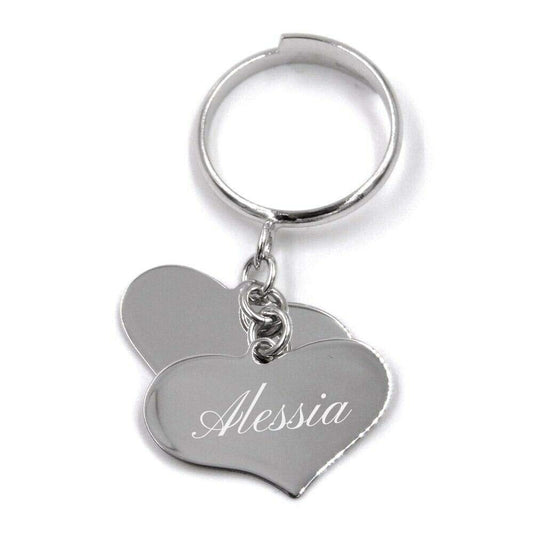 Anello Doppio Cuore Silver Personalizzabile - Elegante