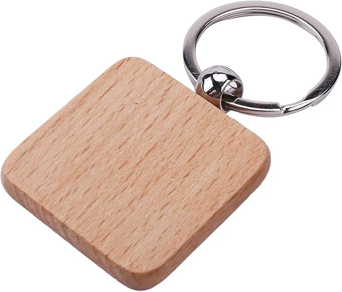 Portachiavi quadrato legno con incisione nome o iniziali regalo"