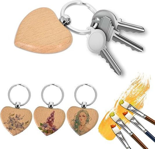 Portachiavi Cuore in Legno Personalizzabile - Regalo Romantico
