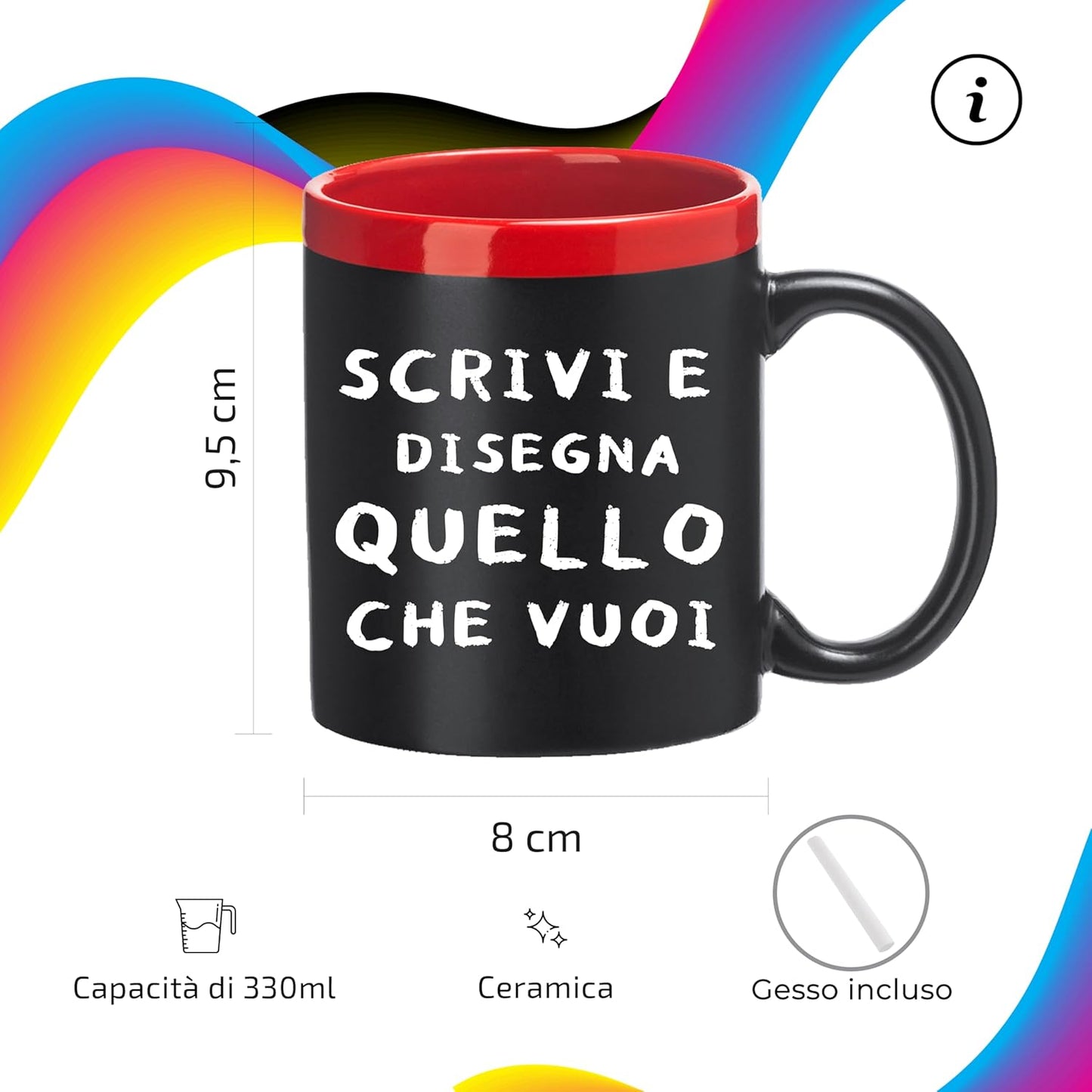 "Set tazza lavagna con gessetto per regalo San Valentino compleanno"