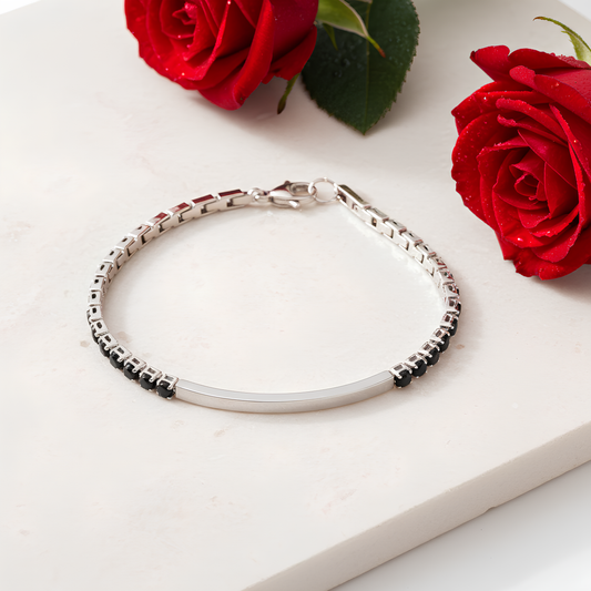 Bracciale Tennis Nero Personalizzabile - Design Moderno